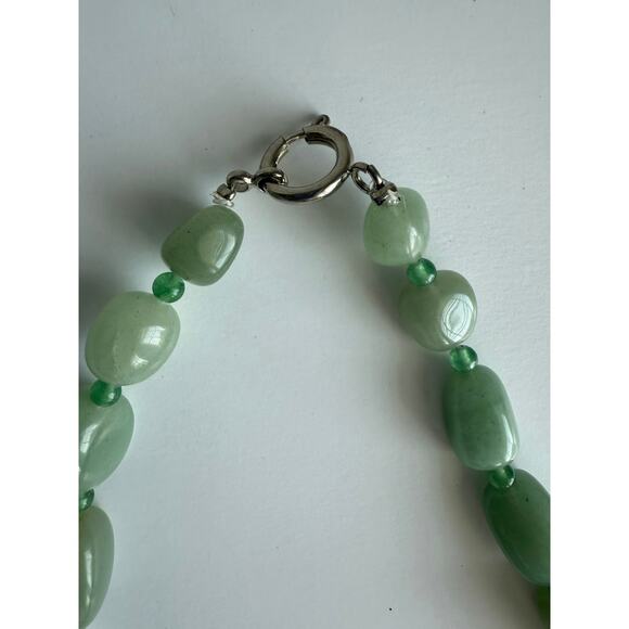 Green Aventurine Chunky Beaded Natural Stone Necklace Boho‎ Earthy Gemstone 18" - Picture 5 of 13